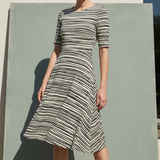 Black Horizontal-Stripe Jersey Knit, Polyester, 235 gsm, ref EF-275602