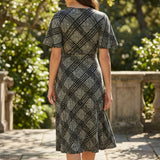 Black Lines Rib Knit, Polyester, 200 gsm