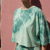 Teal Abstract Jersey Knit, Cotton, 120 gsm