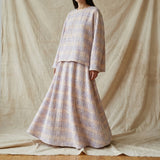 Cream Plaid Bouclé, Cotton-Poly