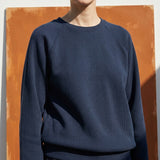 Cotton Stretch Rib Knit Fabric, 460 gsm, 134 cm — Navy