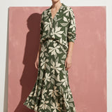 Cream Leaves Jersey Knit, Viscose