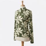 Cream Leaves Jersey Knit, Viscose