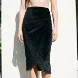 Polyester Stretch Velvet Fabric, 300 gsm, 165 cm — Black