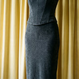 Dark Grey Heathered-Marl Velvet, Polyester, 290 gsm