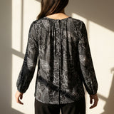 White Tropical-Leaf Jersey Knit, Polyester