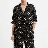 Black Dots Linen-Look, Polyester, 200 gsm