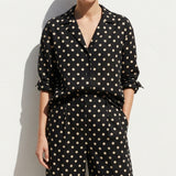 Black Dots Linen-Look, Polyester, 200 gsm