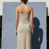 Cream Horizontal-Stripe Jersey Knit, Poly-Viscose, 190 gsm