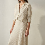 Light Beige Stripe Jersey Knit, Poly-Cotton