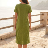 Olive Marl Jersey Knit, Poly-Linen