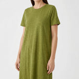 Olive Marl Jersey Knit, Poly-Linen