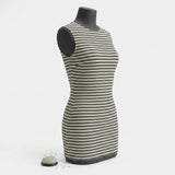Black Horizontal-Stripe Waffle Knit, Nylon-Spandex, 180 gsm