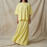 Cotton Stretch Rib Knit Fabric, 350 gsm, 115 cm — Yellow