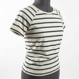 Navy Horizontal-Stripe Jersey Knit, Cotton, 139 gsm