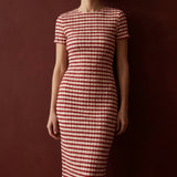 Red Horizontal-Stripe Crepe, Poly-Cotton