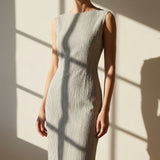 Cream Vertical-Stripe Crepe, Cotton-Poly
