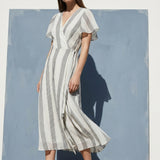 Off-White Stripe Crepe, Cotton-Poly