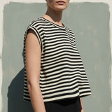 Black Horizontal-Stripe Rib Knit, Modal-Acrylic