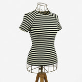 Black Horizontal-Stripe Rib Knit, Modal-Acrylic