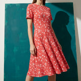 White Floral Crepe, Polyester, 160 gsm, 156 cm