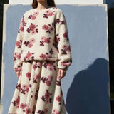 Pink Flowers Sherpa Fleece, Polyester