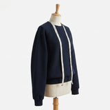 Cotton Polyester Stretch Rib Knit Fabric, 370 gsm, 128 cm — Navy