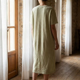 100% Linen Piqué Knit Fabric, 210 gsm — Khaki