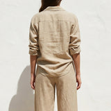 Linen Tencel Lyocell Woven Fabric, 118 gsm — Beige