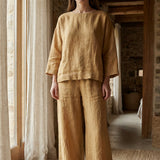 Light Brown Marl Woven, Linen-Tencel Lyocell