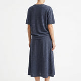 Dark Blue Marl Piqué Knit, Linen-Poly
