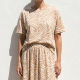 Peach Zebra Ponte Knit, Poly-Linen