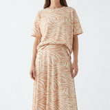 Peach Zebra Ponte Knit, Poly-Linen