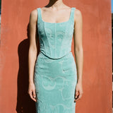 Light Aqua Tone-on-Tone Velvet, Cotton-Poly