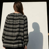 Black Horizontal-Stripe Jersey Knit, Cotton, 225 gsm