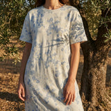 Light Blue Abstract Scuba Knit, Cotton-Poly, 178 gsm