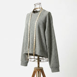 Grey Marl Rib Knit, Polyester, 374 gsm