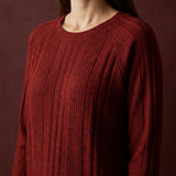 Red Marl Rib Knit, Polyester, 402 gsm