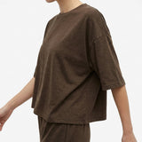 Brown Marl Jersey Knit, Cotton-Poly, 130 gsm
