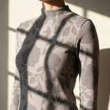 Dark Grey Birds Jersey Knit, Polyester