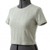 Light Grey Marl Rib Knit, Cotton-Viscose, 220 gsm