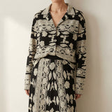 Black Geometric Jersey Knit, Viscose-Poly, 180 gsm