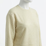 Cream Horizontal-Stripe Bouclé, Poly-Cotton, 218 gsm