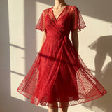 Red Dots Mesh, Polyester