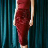 Polyester Cotton Stretch Velvet Fabric, 350 gsm, 171 cm — Red