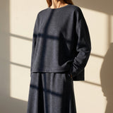 Dark Blue Marl French Terry, Poly-Viscose, 268 gsm