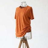 Orange Heathered-Marl Jersey Knit, Cotton-Poly