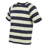 Cream Horizontal-Stripe Jersey Knit, Cotton, 247 gsm