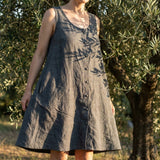 Dark Grey Heathered-Marl Twill, Cotton-Linen