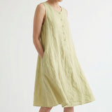 Linen Cotton Woven Fabric, 140 gsm, 140 cm — Khaki